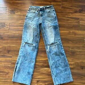Risen Midrise straight jeans. Light distressed worn once